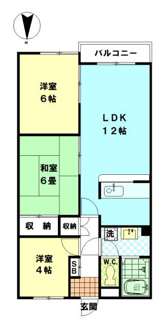 ピアジェ弐番館(3LDK/3階)の間取り写真