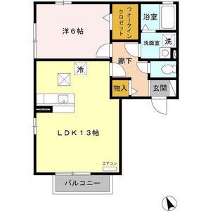 ウィックス(1LDK/1階)の間取り写真