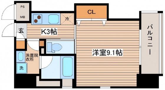 FANCY大手町(1K/8階)の間取り写真