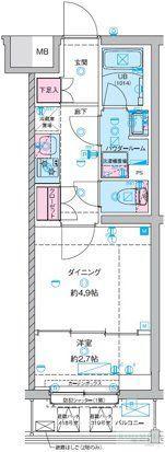 GENOVIA竹ノ塚(1DK/4階)の間取り写真