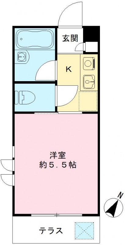ライフ大勝III(1K/1階)の間取り写真