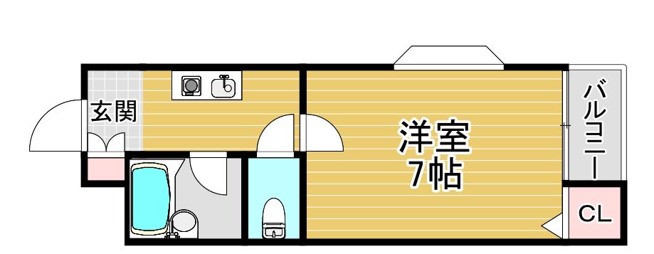 ジュンズ高見(1K/4階)の間取り写真