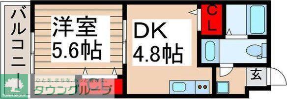 GRAN PASEO六町(1DK/3階)の間取り写真