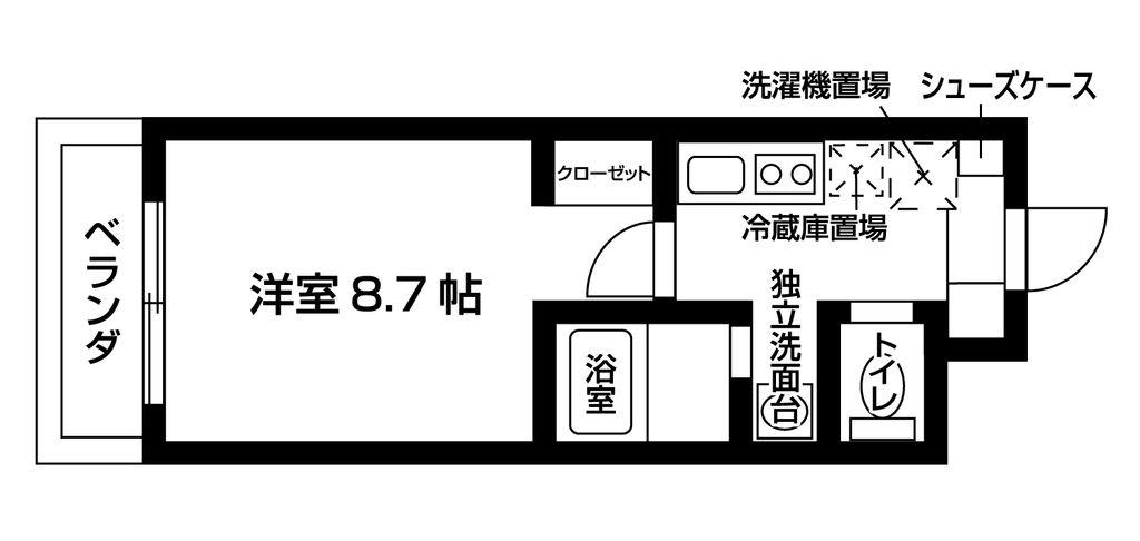 シルクピア五匠(1K/3階)の間取り写真