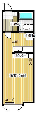 ゴールデンハイツA(ワンルーム/1階)の間取り写真