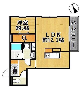 セルファメゾン三田(1LDK/1階)の間取り写真