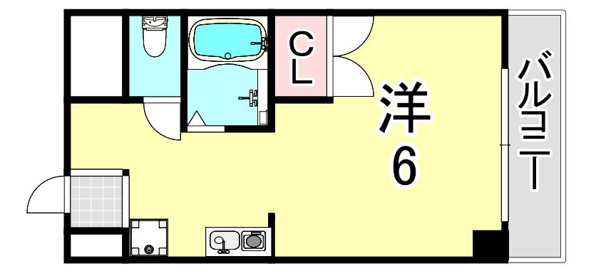 エンデバー武庫之荘(ワンルーム/2階)の間取り写真
