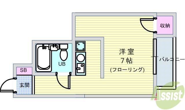 キャロル清風荘(1K/4階)の間取り写真