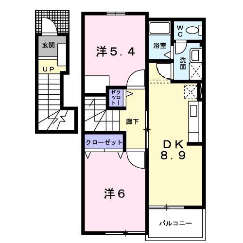 グリーンフェアIII(2DK/2階)の間取り写真