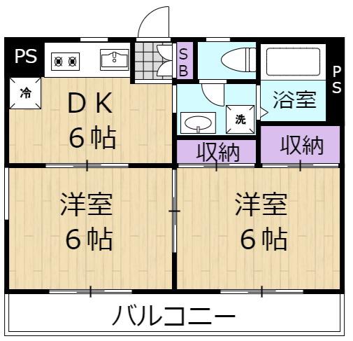 小島ビル(2DK/3階)の間取り写真