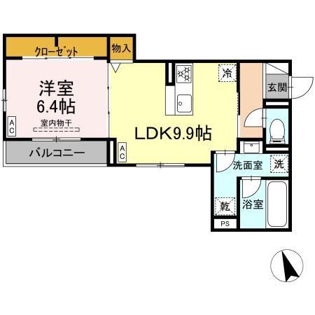 アルドゥール(1LDK/2階)の間取り写真