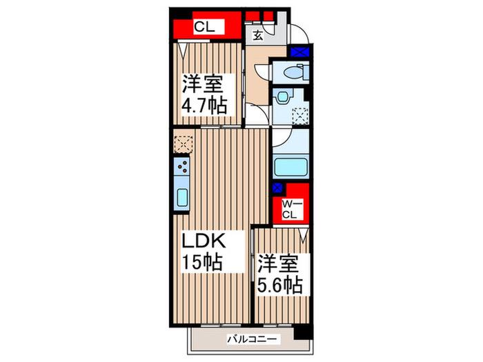 SHAMAISON SACHI(2LDK/3階)の間取り写真