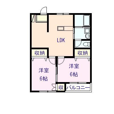 エクシードタウンC棟(2LDK/1階)の間取り写真