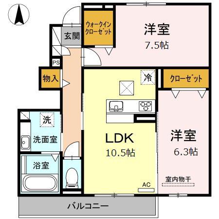 LEILANI(2LDK/1階)の間取り写真