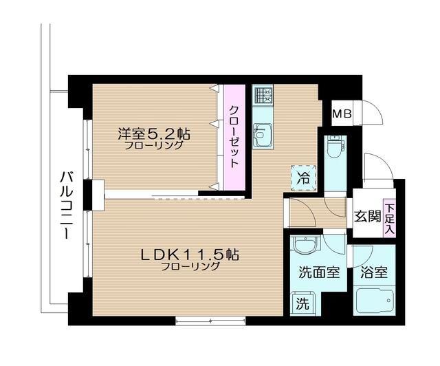 スパッツィオフォルテ(1LDK/3階)の間取り写真
