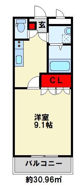 フェリチェ(1K/1階)の間取り写真