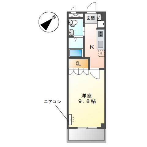 アソルティーパーク(1K/2階)の間取り写真