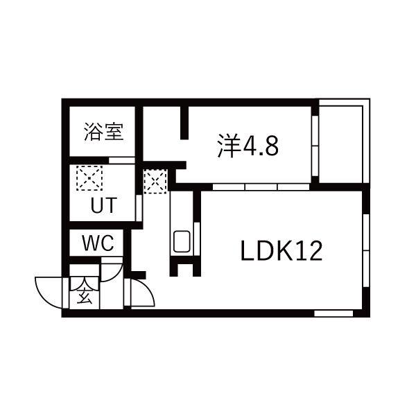 アーバンフラッツ千歳(1LDK/4階)の間取り写真