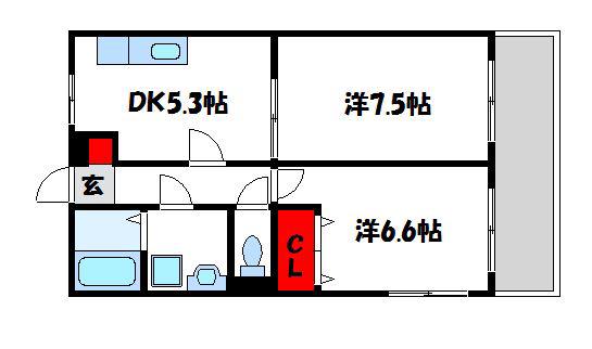 アムール樟(2DK/2階)の間取り写真