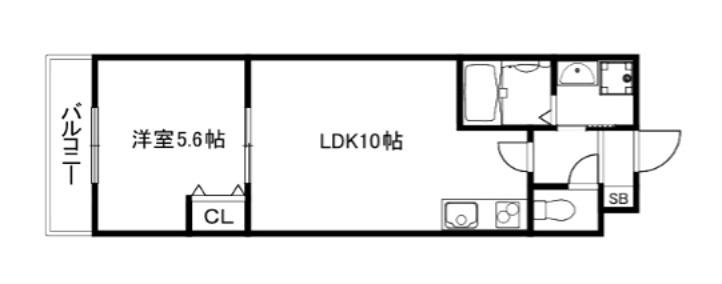 ソリティア梅小路(1LDK/2階)の間取り写真