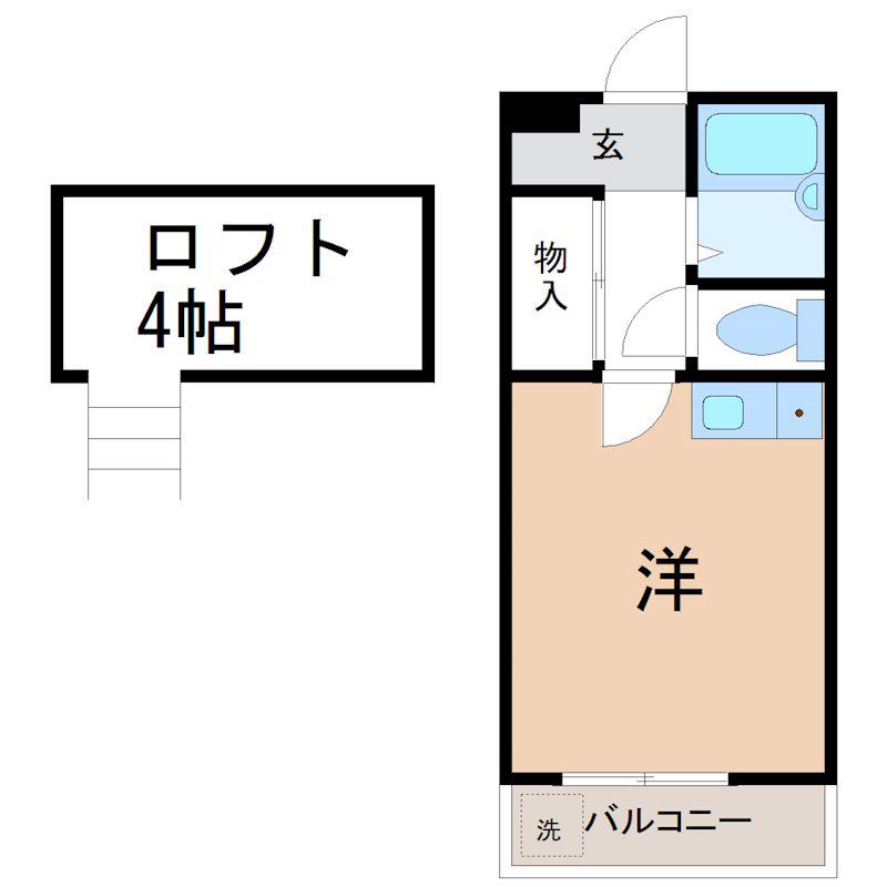 名鉄三河線 三河高浜駅 徒歩17分 2階建 築33年(ワンルーム/2階)の間取り写真
