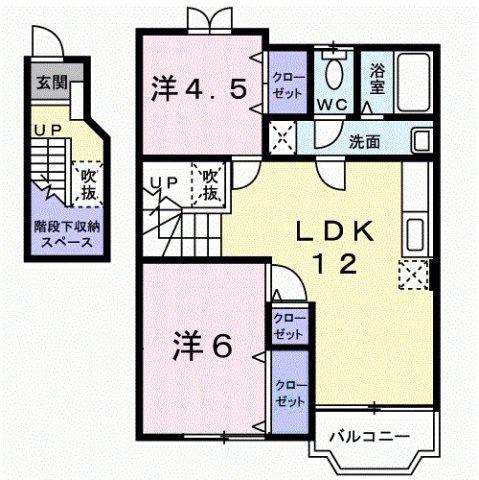 コーポリンクス1(2LDK/2階)の間取り写真