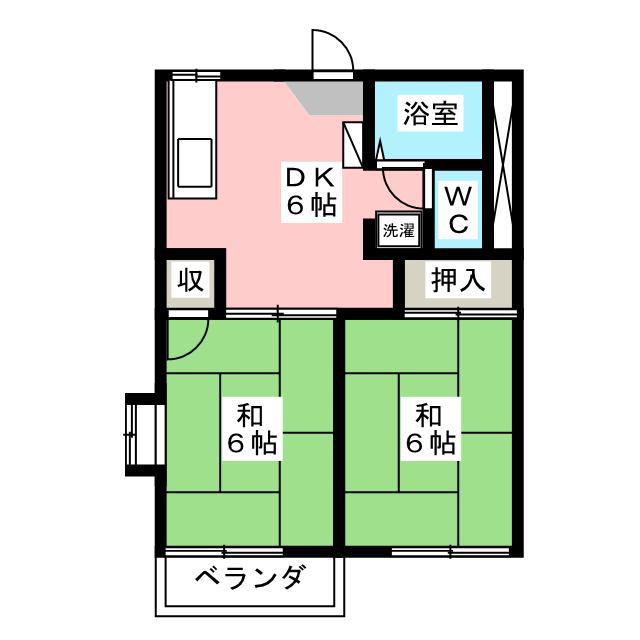 パークハイムI(2DK/2階)の間取り写真