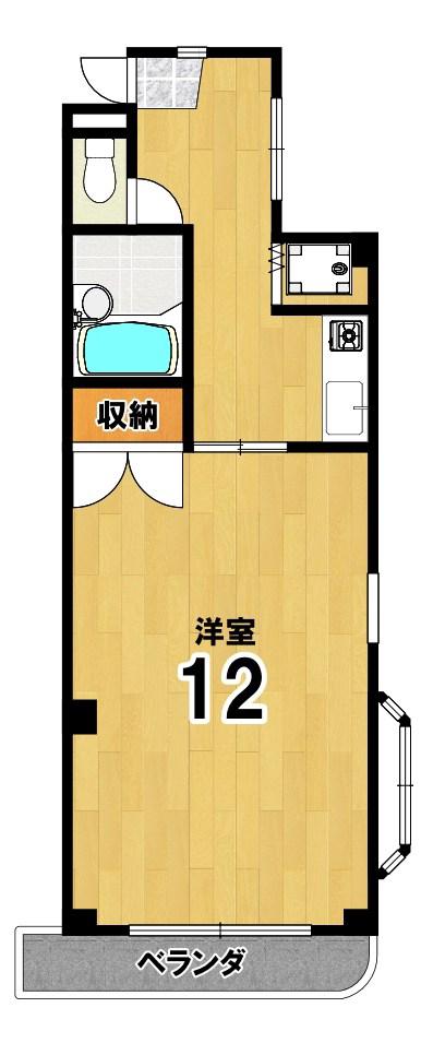 プロバーI(1K/3階)の間取り写真