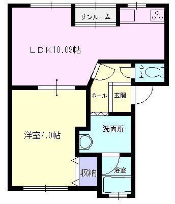 エコシティ幸III(1LDK/2階)の間取り写真