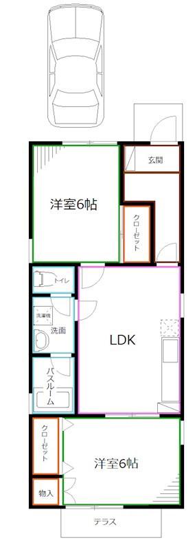 オーク西荻(2LDK/1階)の間取り写真