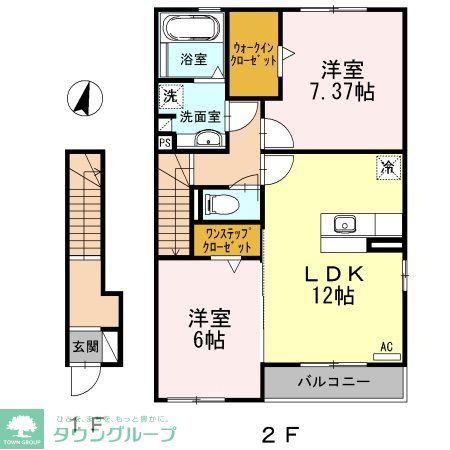 ソレイユ(2LDK/2階)の間取り写真