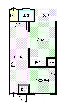 巴ハイツ(2DK/1階)の間取り写真