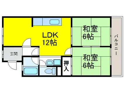 ガーベラハイツI(2LDK/2階)の間取り写真