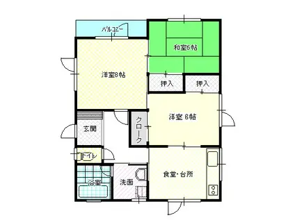 カーザ ジョヤ(3DK/2階)の間取り写真