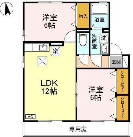 リバーサイド(2LDK/1階)の間取り写真