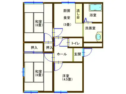 ラフォーレ福居5(3DK/2階)の間取り写真