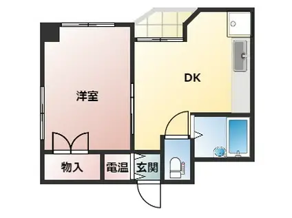 花隈ダイヤハイツ(1DK/6階)の間取り写真