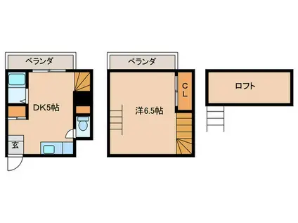 ロフティ西唐人(1DK/1階)の間取り写真