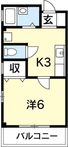 コウシンハイツI(1K/1階)の間取り写真