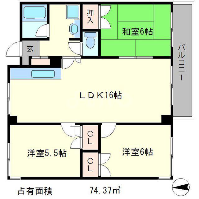 シルベーヌ北山(3LDK/4階)の間取り写真