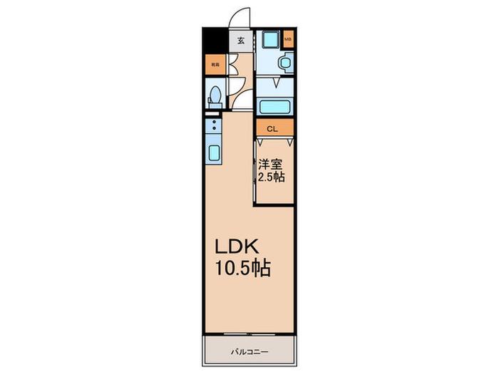 LIFEFIELD銀天町(1LDK/3階)の間取り写真