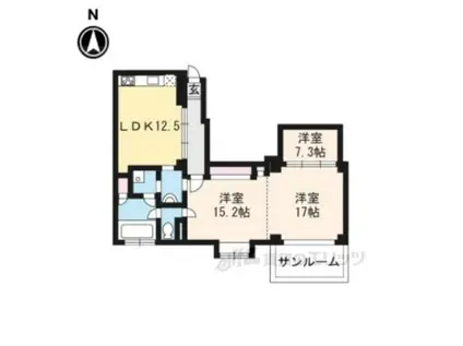 京福電鉄北野線 宇多野駅 徒歩12分 3階建 築48年(3LDK/2階)の間取り写真