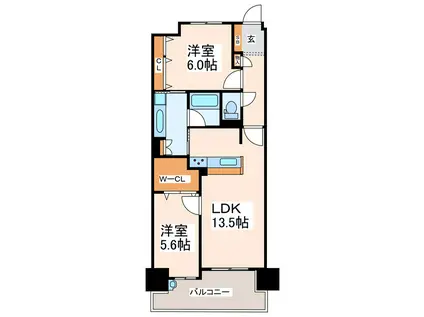 アルファステイツ熊本駅東(2LDK/12階)の間取り写真