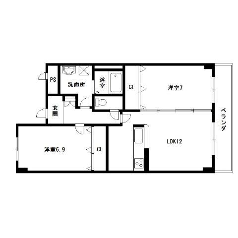 ラフィーネ光町(2LDK/8階)の間取り写真