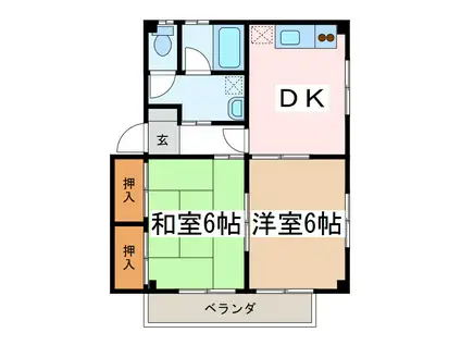 コーポナカジマE棟(2DK/2階)の間取り写真