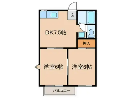 フォーブル浅井B(2DK/2階)の間取り写真