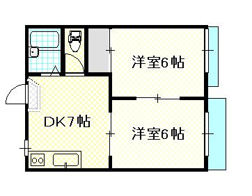 タウニィ浜野(2DK/1階)の間取り写真