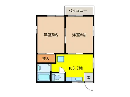 シュロス川田(2DK/2階)の間取り写真