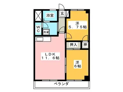 第二吉田ビル(2LDK/4階)の間取り写真