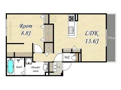 ACORDE RYOKUCHI(1LDK/3階)の間取り写真